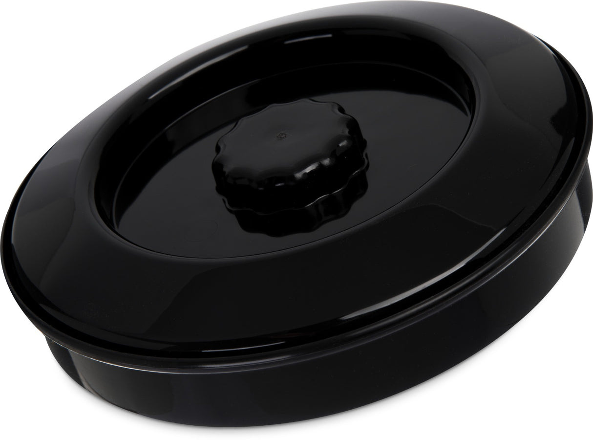 Carlisle 047503 Polycarbonate Stackable Interlocking Tortilla Server with Lid 7-1/2" - Black