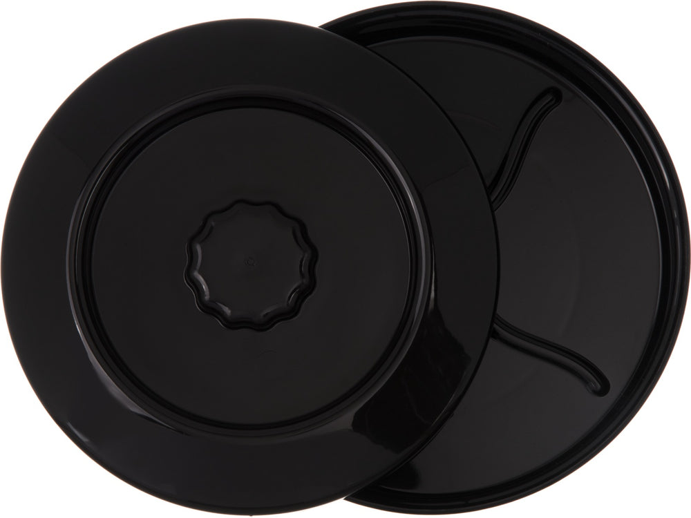 Carlisle 047503 Polycarbonate Stackable Interlocking Tortilla Server with Lid 7-1/2" - Black