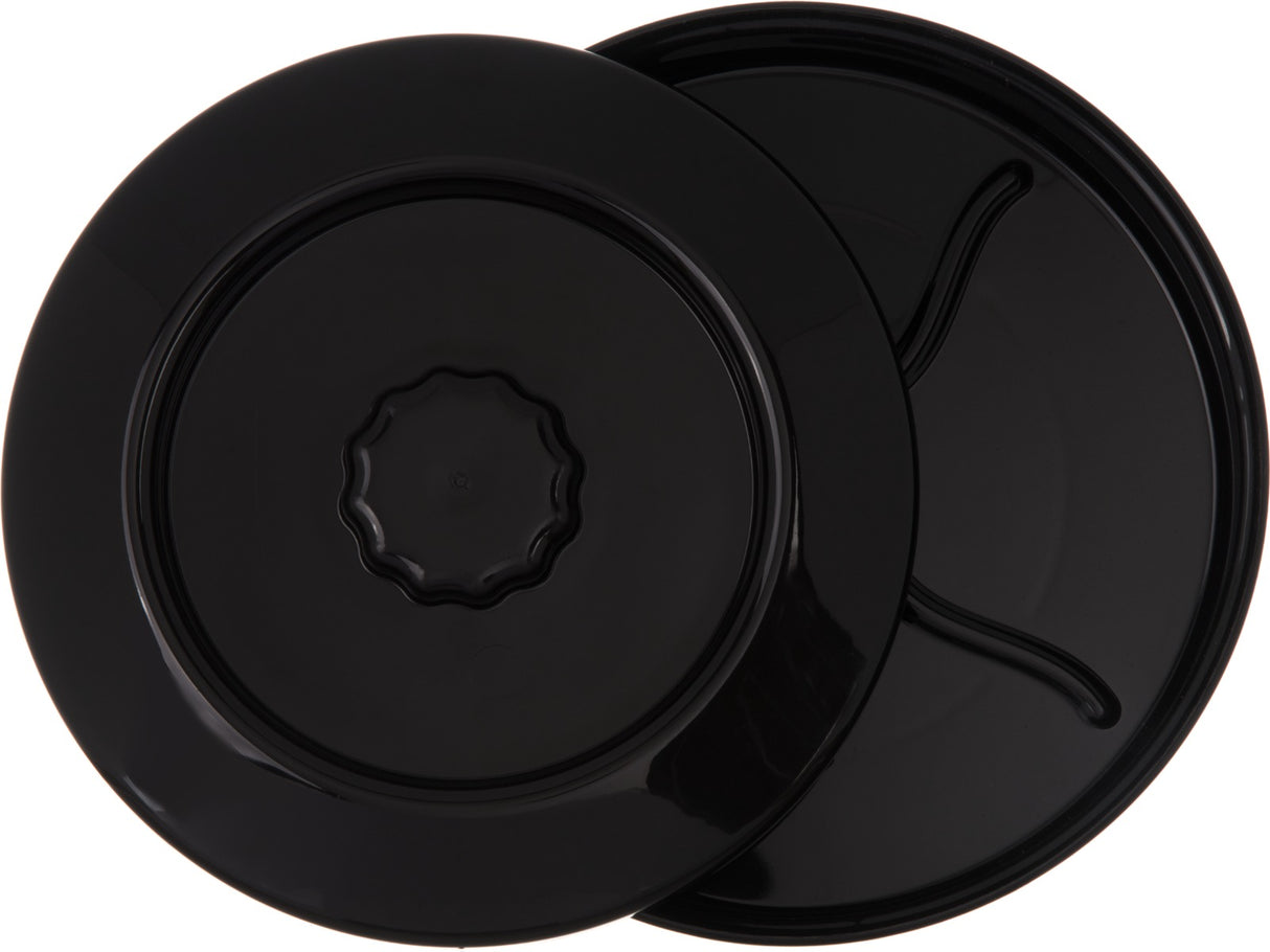 Carlisle 047503 Polycarbonate Stackable Interlocking Tortilla Server with Lid 7-1/2" - Black