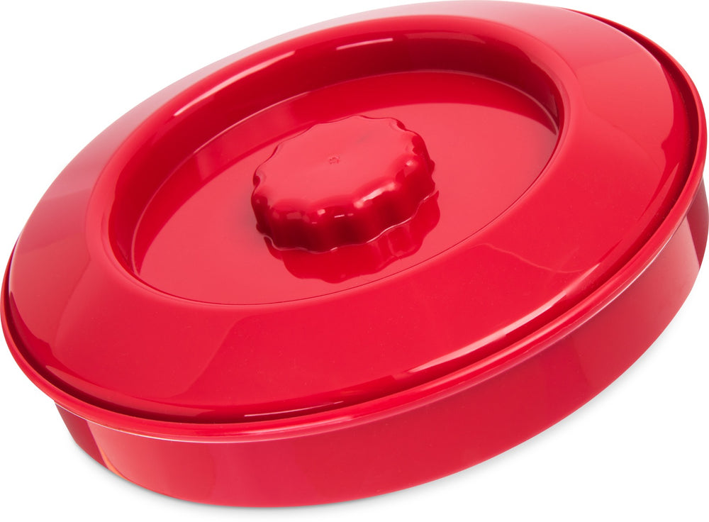 Carlisle 047505 Polycarbonate Stackable Interlocking Tortilla Server with Lid 7-1/2" - Red