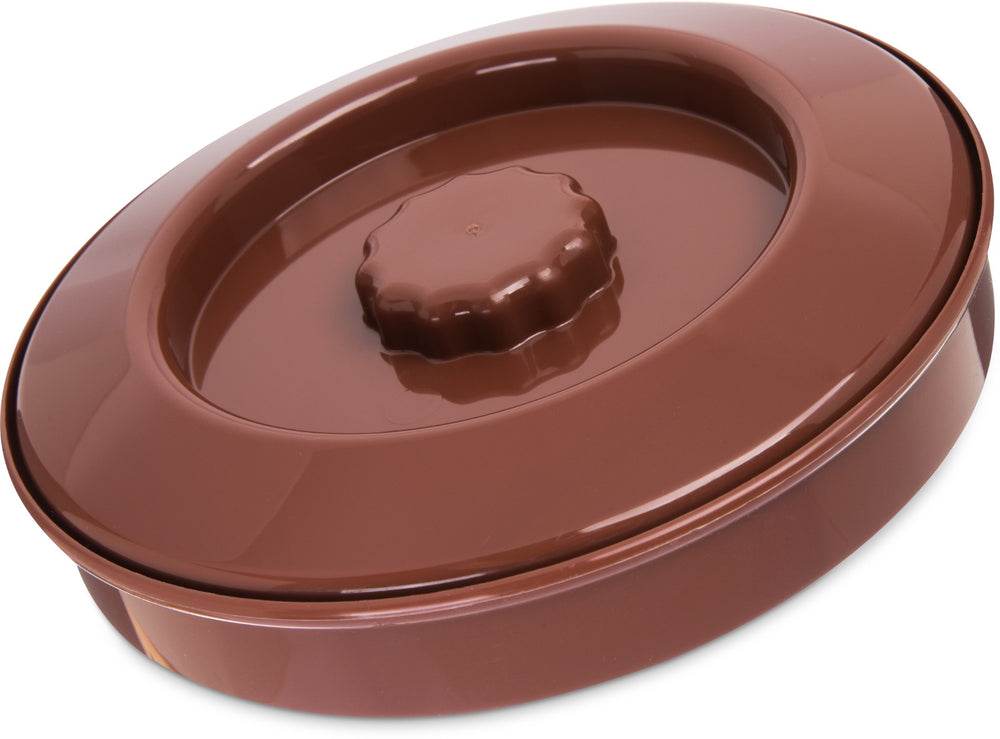 Carlisle 047528 Polycarbonate Stackable Interlocking Tortilla Server with Lid 7-1/2" - Brown