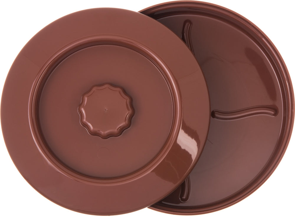 Carlisle 047528 Polycarbonate Stackable Interlocking Tortilla Server with Lid 7-1/2" - Brown