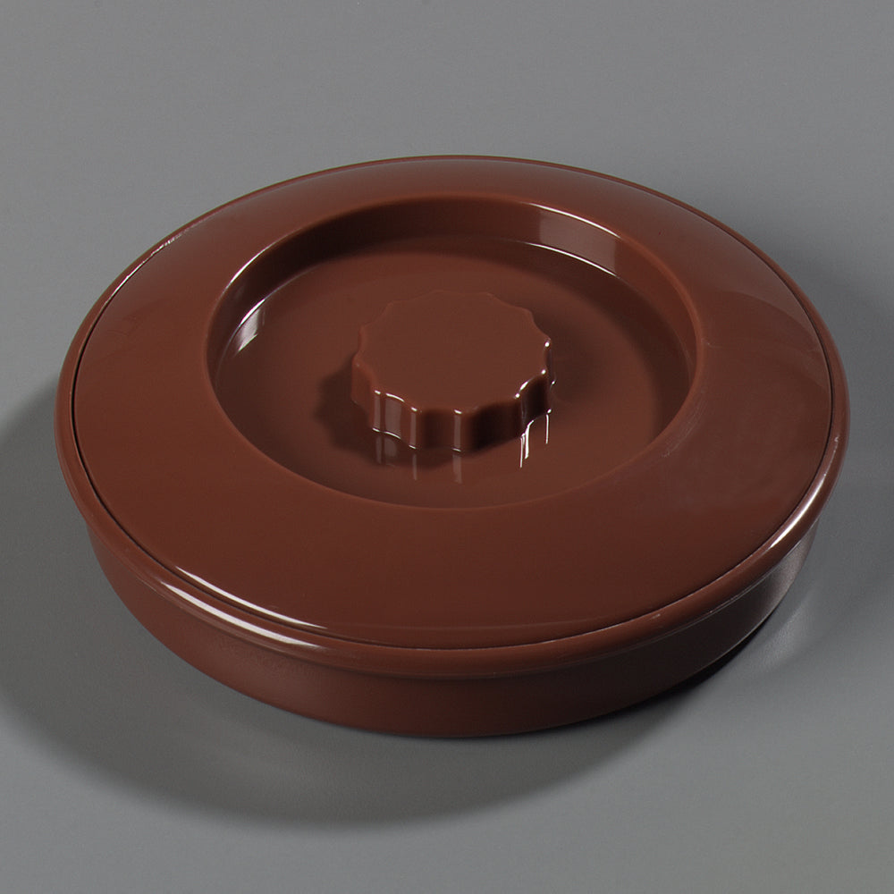 Carlisle 047528 Polycarbonate Stackable Interlocking Tortilla Server with Lid 7-1/2" - Brown