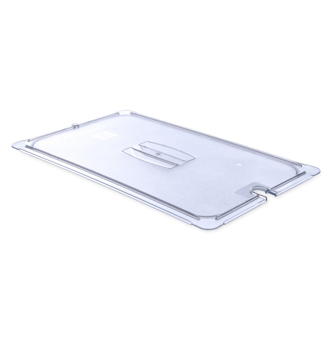 Carlisle 10211U07 StorPlus Polycarbonate Food Pan Cover with Spoon Notch - (1/1) Full Size - Clear