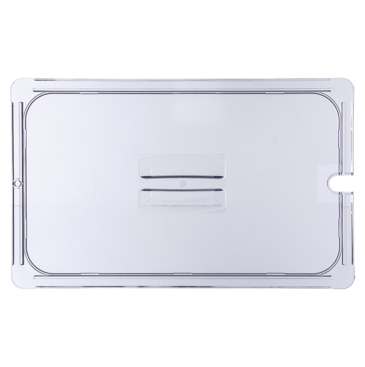 Carlisle 10211U07 StorPlus Polycarbonate Food Pan Cover with Spoon Notch - (1/1) Full Size - Clear