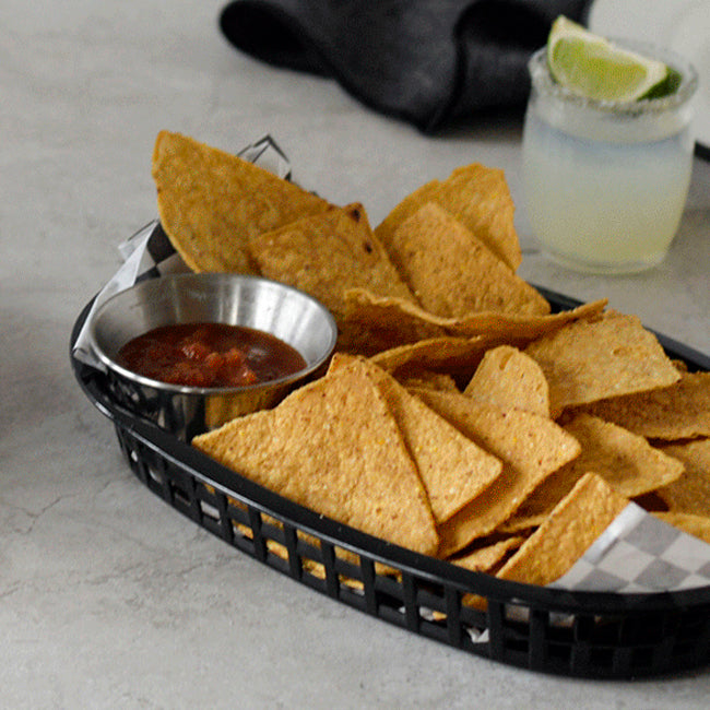 TableCraft 1073BK A La Carte Plastic Oval Platter Basket 9-1/4" x 6" x 1-1/2" - Black - 12/Case