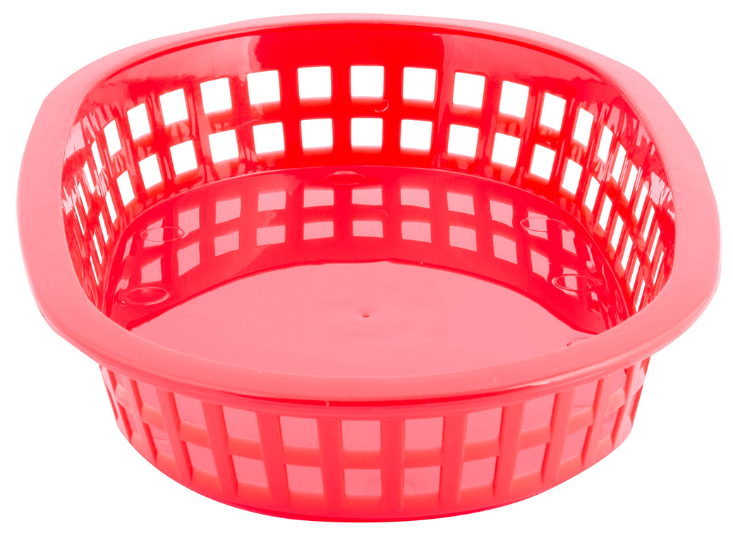 TableCraft 1073R A La Carte Plastic Oval Platter Basket 9-1/4" x 6" x 1-1/2" - Red - 12/Case