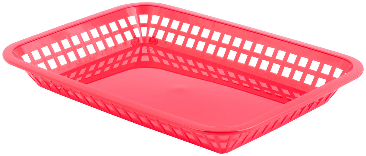 TableCraft 1079R Mas Grande Plastic Rectangular Platter Basket 11-3/4" x 8-1/2" - Red - 12/Case