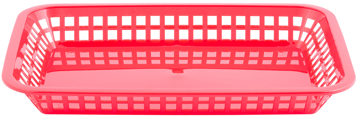 TableCraft 1079R Mas Grande Plastic Rectangular Platter Basket 11-3/4" x 8-1/2" - Red - 12/Case