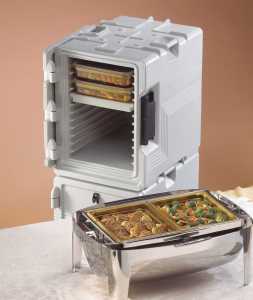 Cambro UPCS400131 Ultra Pan Carrier S-Series Front Loading Insulated Food Pan Carrier with Menu Clip 18" 60 qt. - Dark Brown - (6) Full Size 2-1/2" Deep Pan Capacity