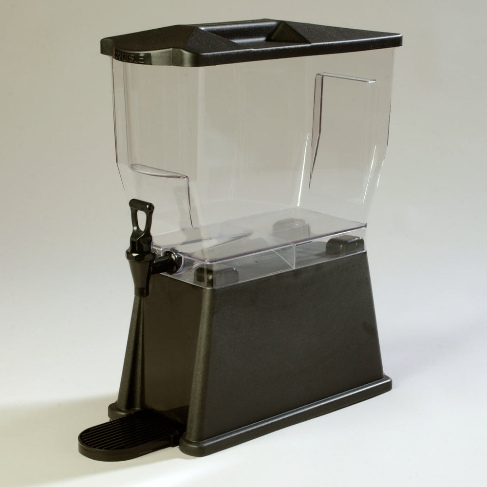 Carlisle 1085003 Trimline Premium Rectangular Non-Insulated Beverage Dispenser with Single Clear Bowl, Black Base and Deluxe No-Drip Locking Faucet 3 Gal.