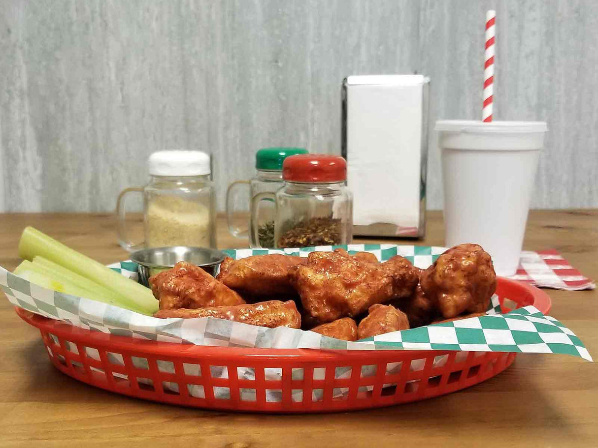 TableCraft 1086R Texas Plastic Oval Platter Basket 12-3/4" x 9-1/2" x 1-1/2" - Red - 12/Case