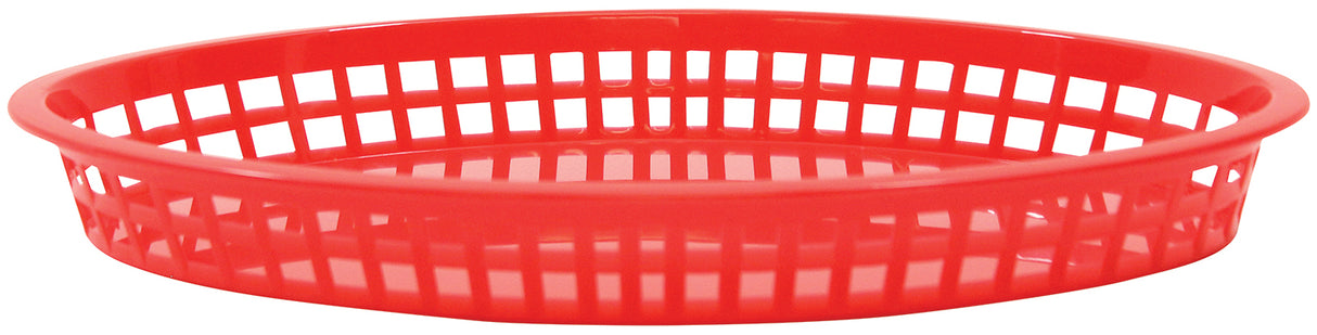 TableCraft 1086R Texas Plastic Oval Platter Basket 12-3/4" x 9-1/2" x 1-1/2" - Red - 12/Case