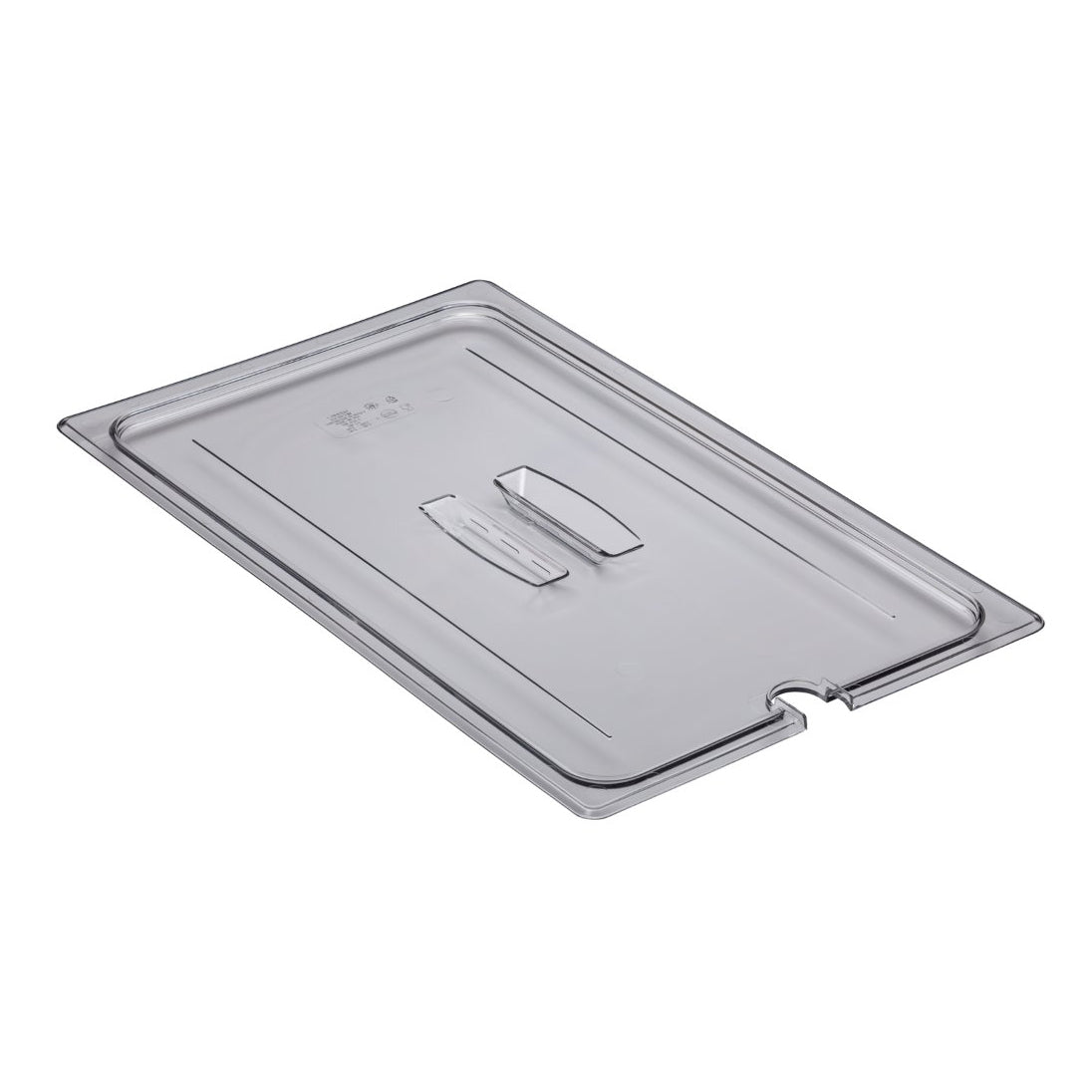Cambro 10CWCHN135 Camwear Polycarbonate Food Pan Cover with Handle & Spoon Notch - (1/1) Full Size - Clear