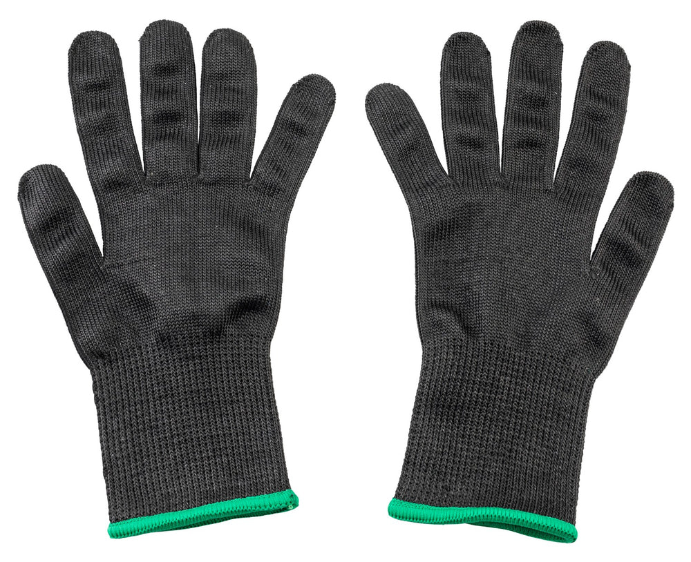 TableCraft 11209 The Protector Ambidextrous Blended Material Cut Resistant Glove - Black w/ Green Wrist Band - Medium - 1/Pair