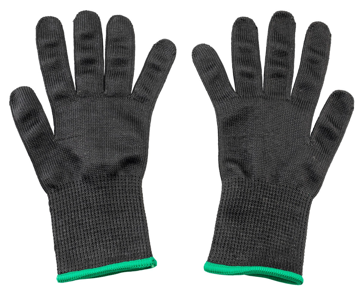 TableCraft 11209 The Protector Ambidextrous Blended Material Cut Resistant Glove - Black w/ Green Wrist Band - Medium - 1/Pair