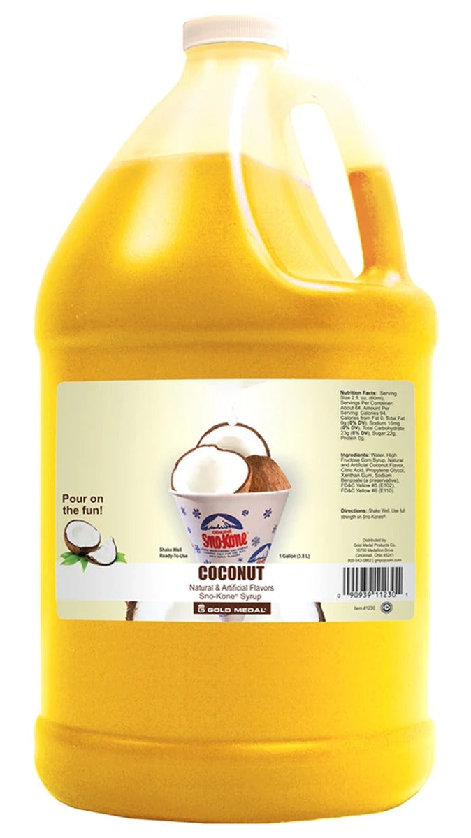 Gold Medal 1230 Ready-To-Use Sno-Treat Flavors Sno-Kone Syrup 1 gal. - Coconut