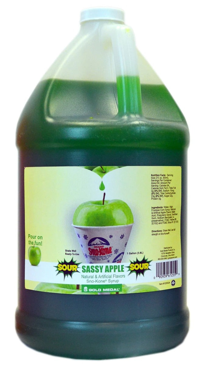 Gold Medal 1255 Ready-To-Use Sno-Treat Flavors Sno-Kone Syrup 1 gal. - Sassy Sour Apple