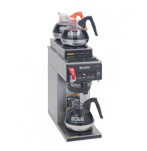 Bunn 12950.0213 CWTF15-3 Automatic & Pourover Decanter Coffee Brewer with 1 Lower & 2 Upper Warmers, Hot Water Faucet and Plastic Funnel - 3-9/10 gal/hr - 120v