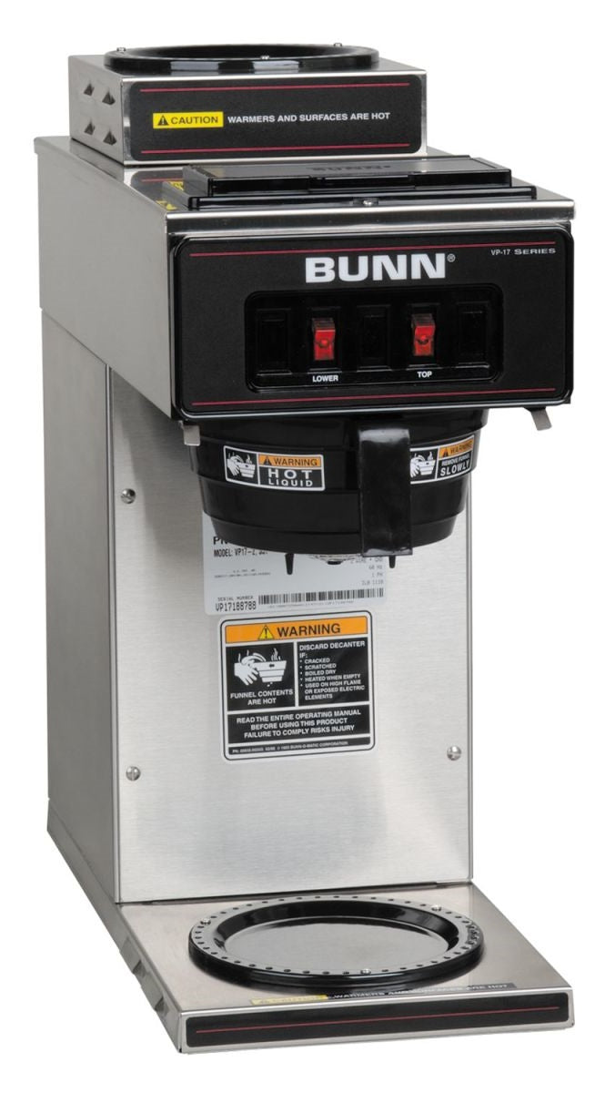 Bunn 13300.0002 VP17-2 Stainless Steel Two Station Pourover Decanter Coffee Maker with 1 Upper & Lower Warmer - 3.9 gal./hr