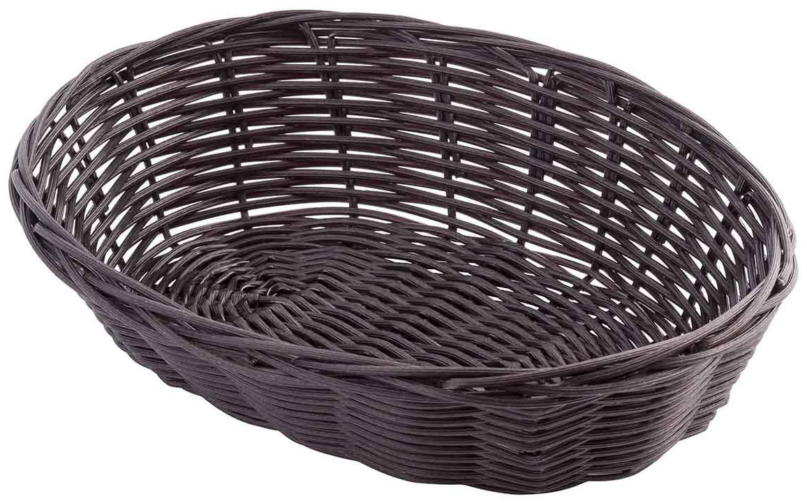 TableCraft 1474 Handwoven Ratan Oval Serving Basket 9" x 6" x 2-1/4" - Brown - 12/Case