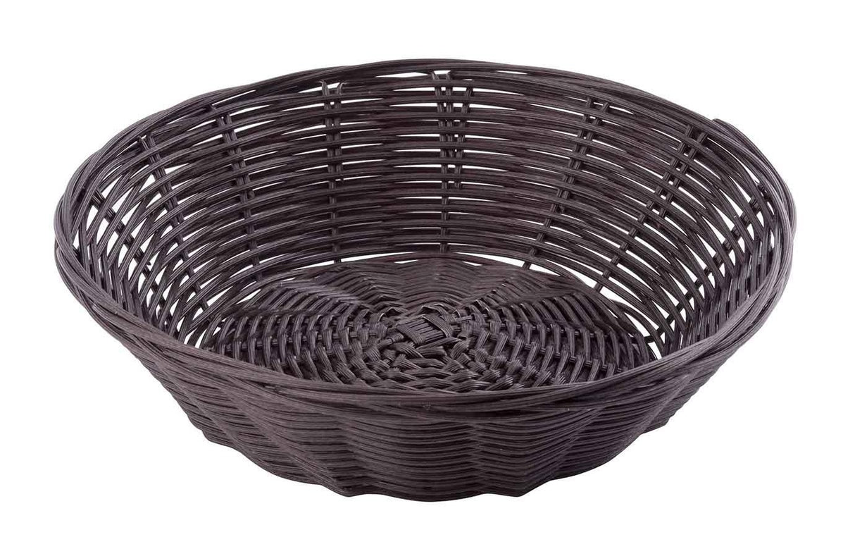 TableCraft 1475 Polypropylene Cord Handwoven Round Basket 8-1/2" dia. X 2-1/4"H - Brown