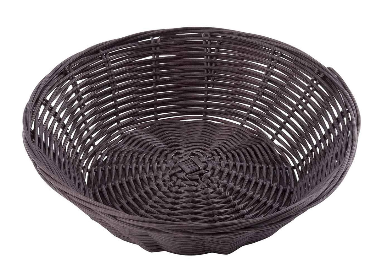 TableCraft 1475 Polypropylene Cord Handwoven Round Basket 8-1/2" dia. X 2-1/4"H - Brown
