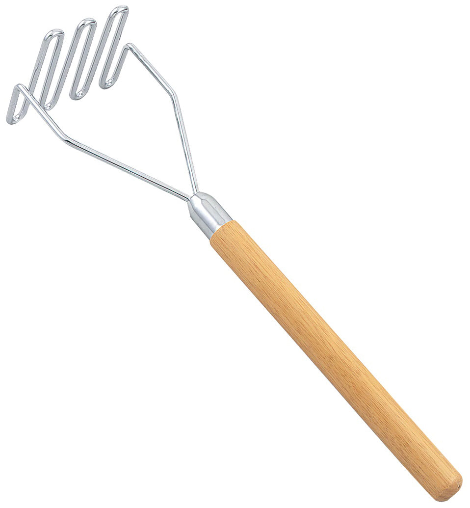 Browne 1618 Nickel-Plated Metal Potato Masher with 4" Square Face and Hardwood Handle 18"