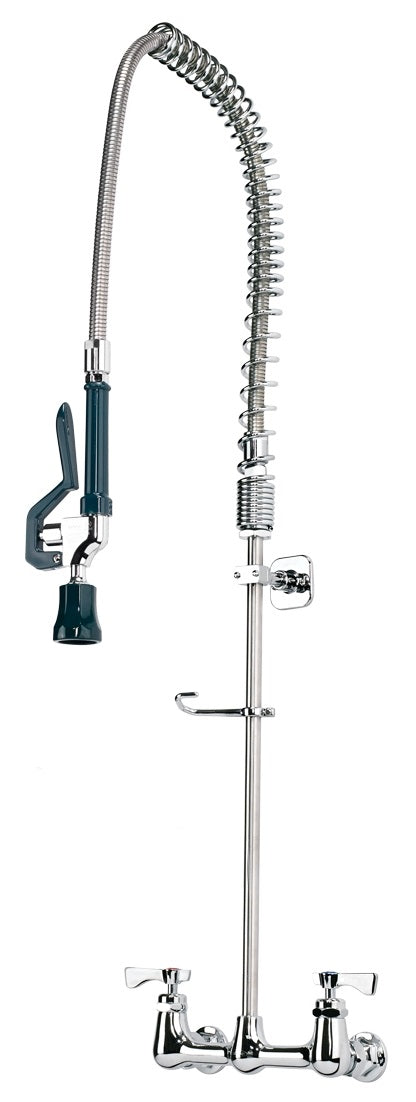 Krowne 17-108WL Royal Series Wall Mount Pre-Rinse Faucet 36"H with 8" Centers - Includes Hose with 15" Overhang & 1.2 GPM Spray Head