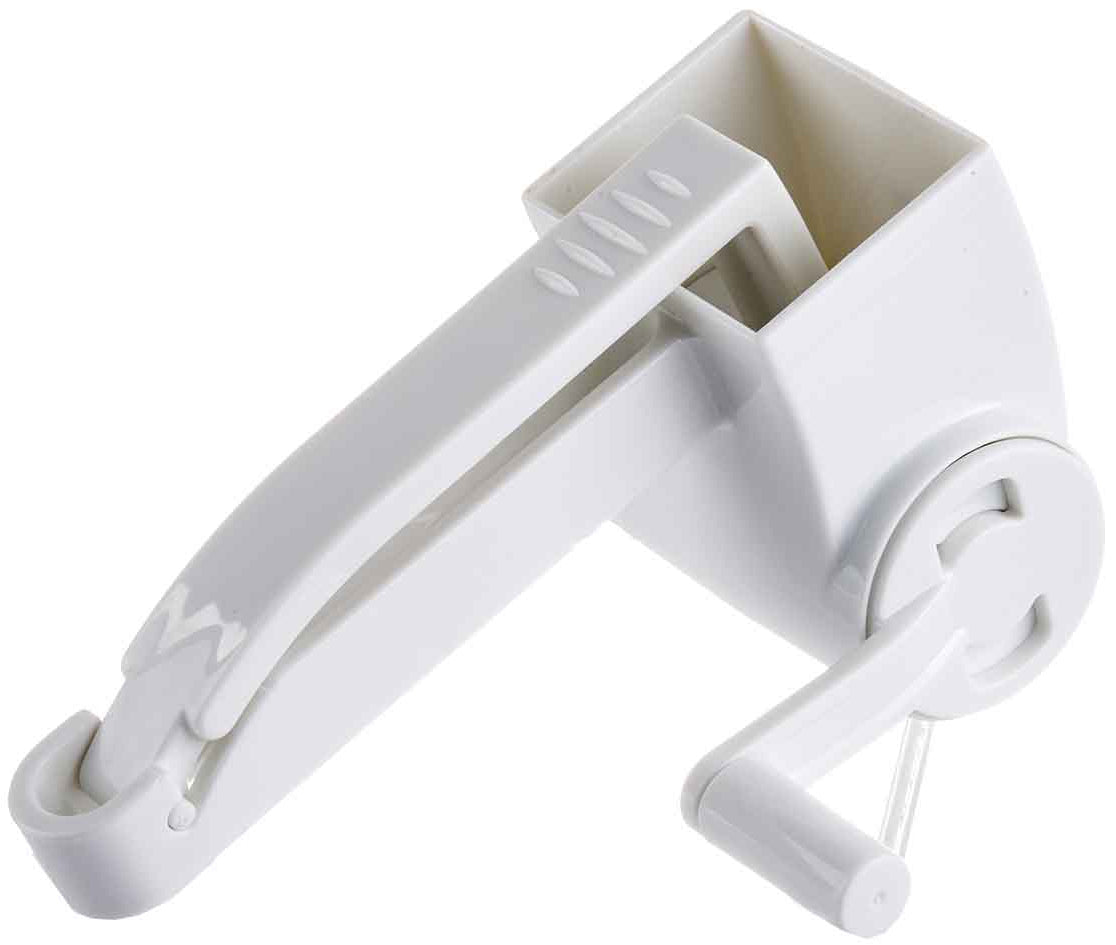 TableCraft 174 Plastic Manual Rotary Cheese Grater with Stainless Steel Drum 7" - White