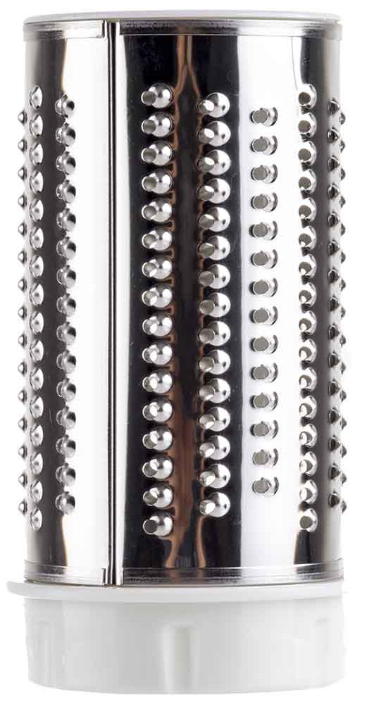 TableCraft 174 Plastic Manual Rotary Cheese Grater with Stainless Steel Drum 7" - White