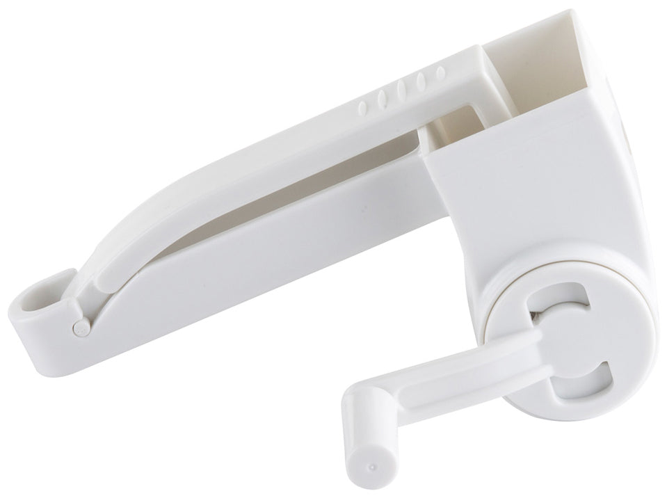 TableCraft 174 Plastic Manual Rotary Cheese Grater with Stainless Steel Drum 7" - White