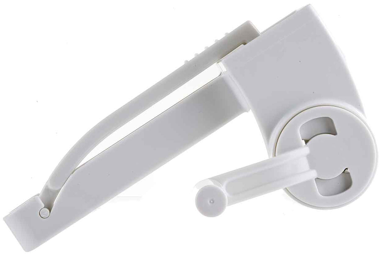 TableCraft 174 Plastic Manual Rotary Cheese Grater with Stainless Steel Drum 7" - White