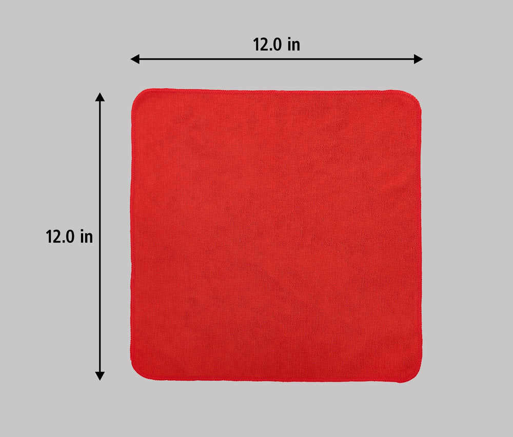 Rubbermaid 1820577 HYGEN r-40 Recycled Commercial Light Duty Microfiber Cloth 12" x 12" - Red