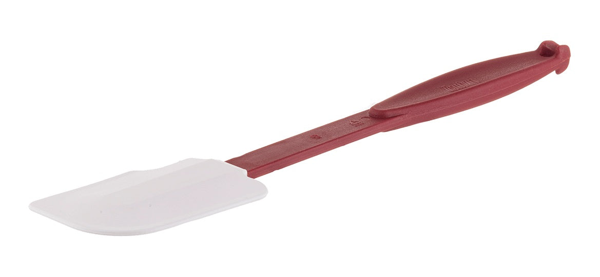 TableCraft 1863 High-Heat Silicone Spatula with Notched Blade and Red Nylon Handle 14" - 24/Case
