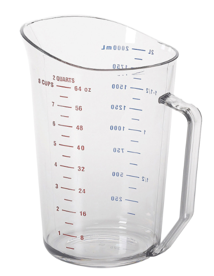Cambro 200MCCW135 Camwear Polycarbonate Measuring Cup with Molded Handle 2 qt. - Clear