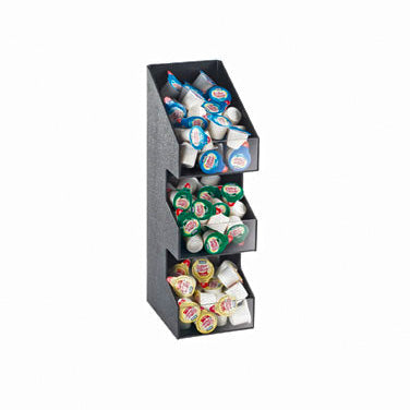 Cal-Mil 2053 Classic Three Tier Black Condiment Organizer / Display with Clear Bin Fronts 5-1/4" x 6-3/4" x 16"
