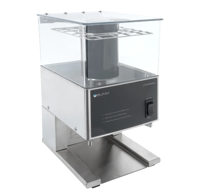Bunn 20580.0001 LPG Stainless Steel Low Profile Portion Control Coffee Grinder with (1) 6 lb. Capacity Hopper - 120v