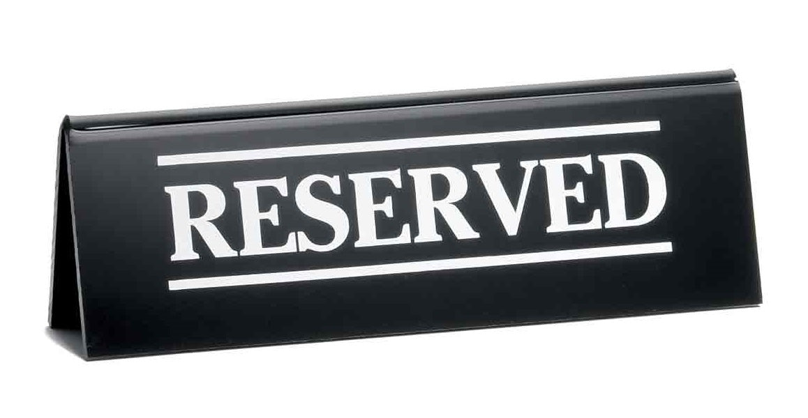 TableCraft 2060A Acrylic "Reserved" Table Tent Sign 2" x 6" - Black / White