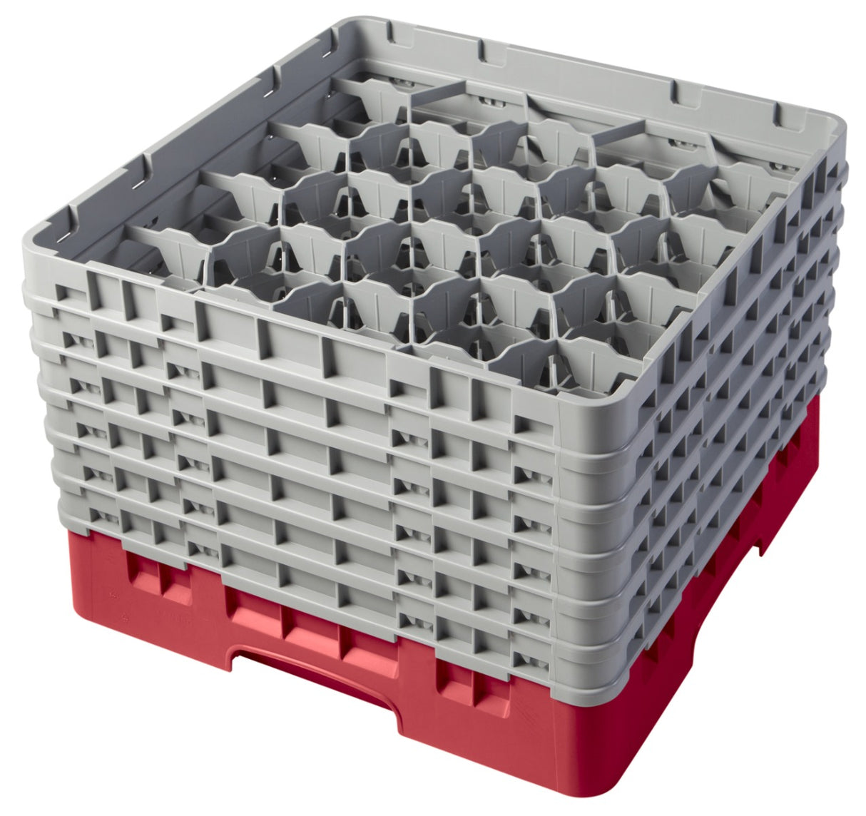 Cambro 20S1114163 Camrack 20-Compartment Full Size Glass Rack with (6) Soft Gray Extenders 11-3/4"H - Red - 2/Case