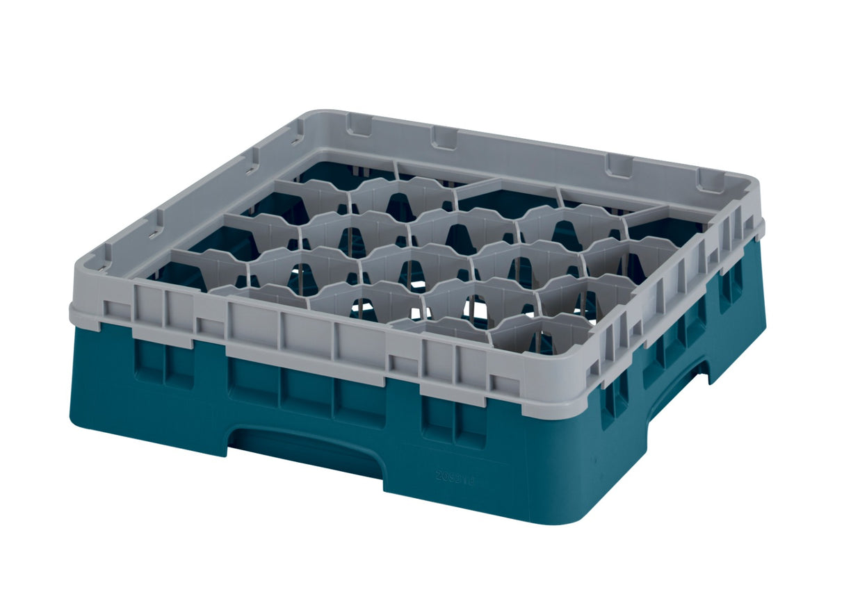Cambro 20S318414 Camrack 20-Compartment Full Size Glass Rack with (1) Soft Gray Extenders 3-5/8"H - Teal - 5/Case