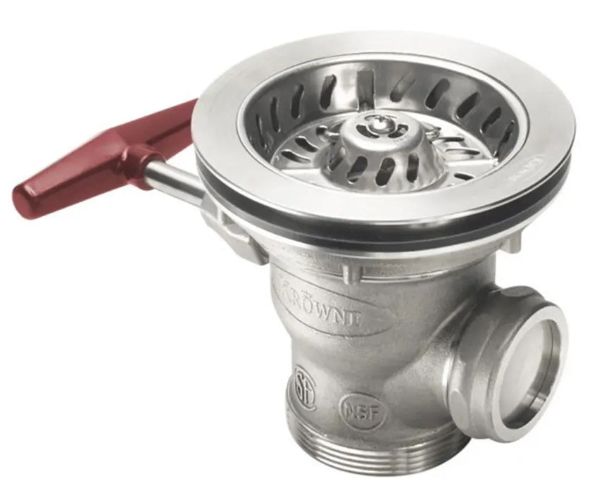 Krowne 22-851 Ball Valve Twist Waste Drain with Short Handled and 1-1/4" Overflow Outlet with Cap - fits 3-1/2" Sink Opening