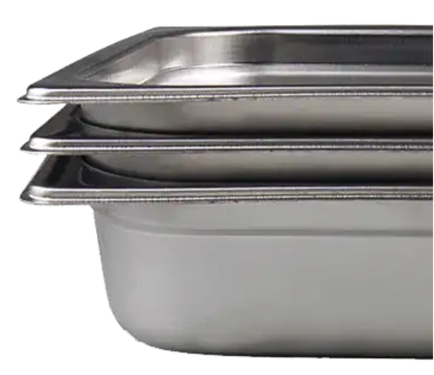 Browne 22004 Heavy-Weight Stainless Steel Anti-Jam Solid Steam Table Food Pan 4" Deep - (1/1) Full Size