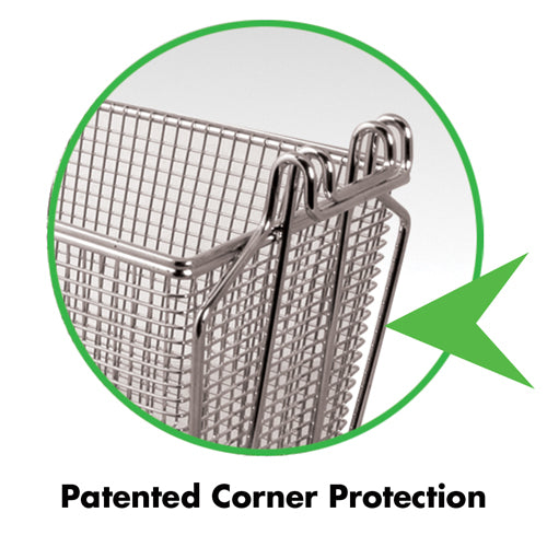 FMP 225-1070 Twin / Half Size Fryer Basket with Double Front Hookand  E-Z Grip Vinyl-Coated Handle - 13-1/4" x 6-1/2" x 6" H