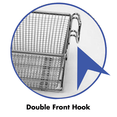 FMP 225-1070 Twin / Half Size Fryer Basket with Double Front Hookand  E-Z Grip Vinyl-Coated Handle - 13-1/4" x 6-1/2" x 6" H
