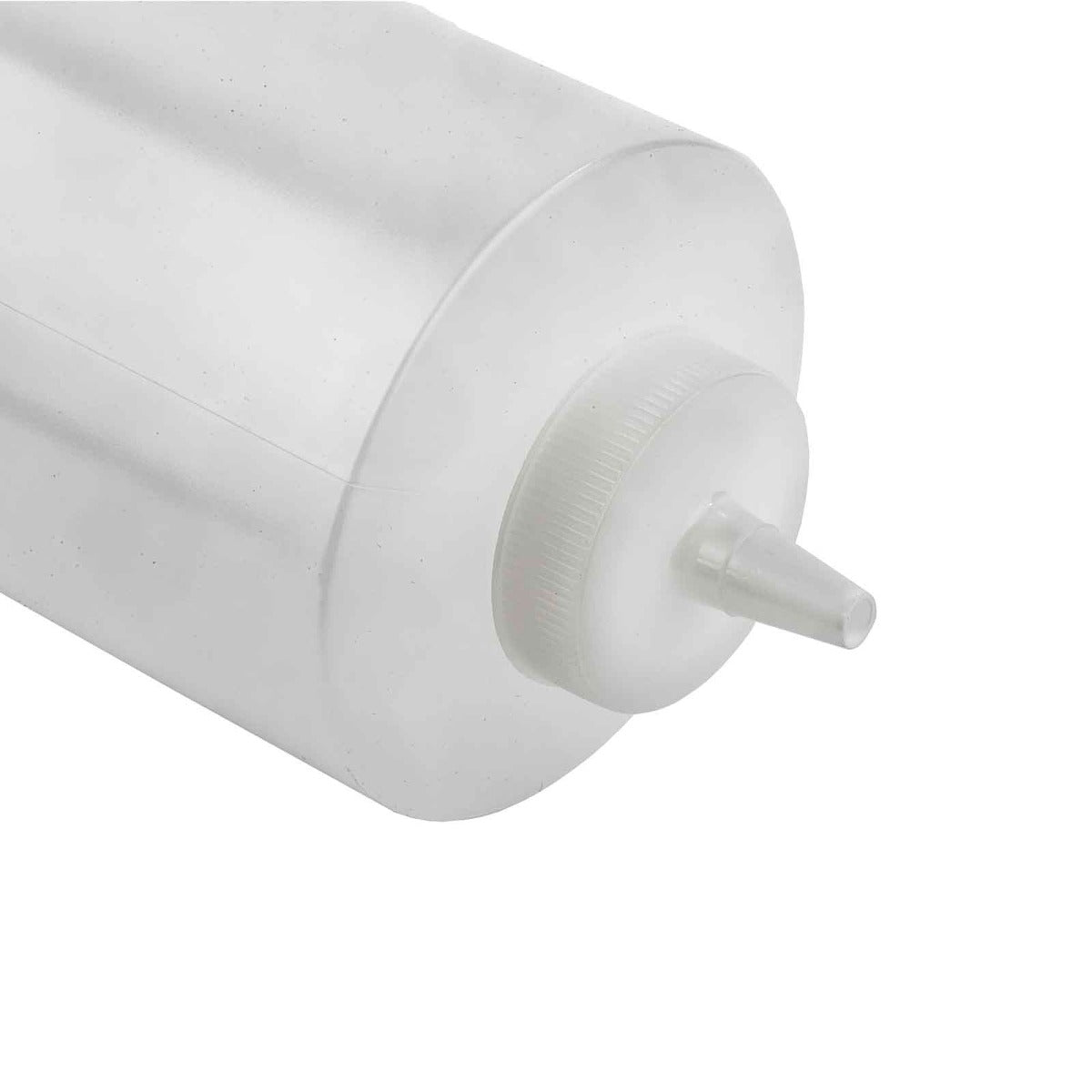 TableCraft 233C Polyethylene Squeeze Bottle with Natural Wide Cone Tip and 38 mm Opening 32 oz. - Clear