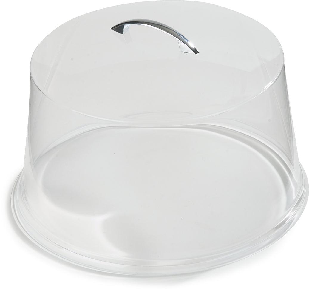 Carlisle 2512 Round SAN Plastic Cake Cover with Chrome Handle 11-5/8" dia. x 6-1/2"H - Clear