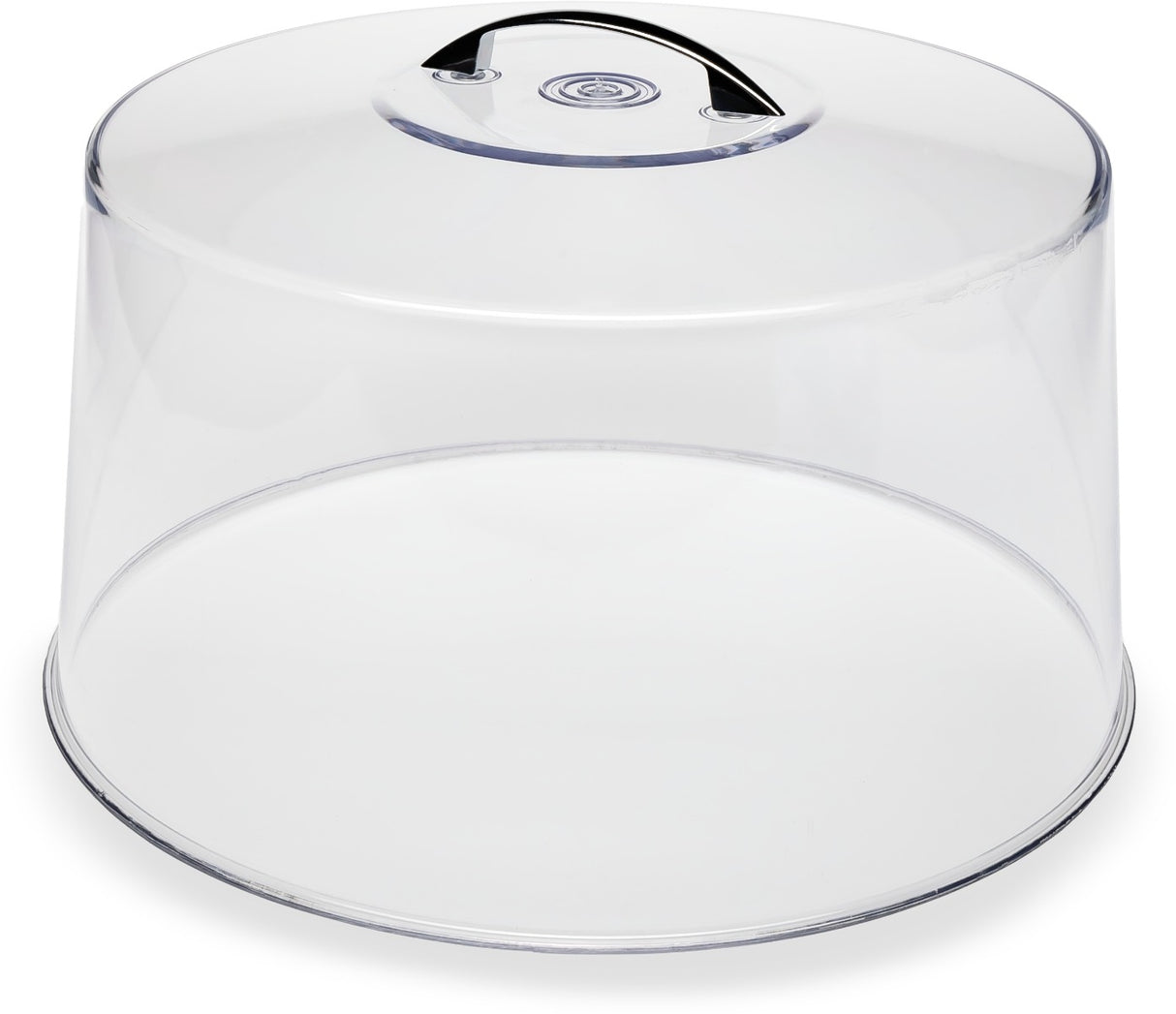 Carlisle 2512 Round SAN Plastic Cake Cover with Chrome Handle 11-5/8" dia. x 6-1/2"H - Clear
