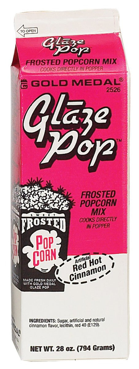 Gold Medal 2526 Glaze Pop Frosted Popcorn Mix 28 oz. - Red Hot Cinnamon