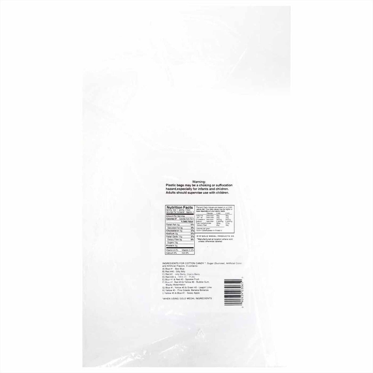 Gold Medal 3065 Quick Pak Red Clown Print Cotton Candy Bags with Ties 12" x 18" - Clear - 100/Bag